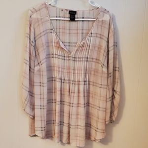 Torrid sheer pink plaid tunic size 2